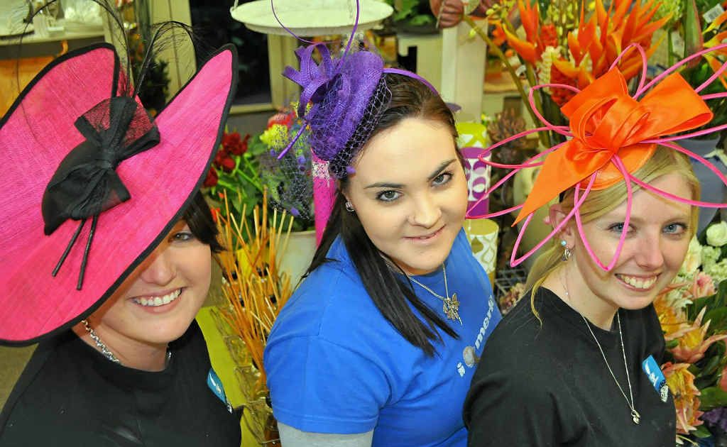 Tash Gaiter, Marlee Mason and Holly Lubben spruce up in the new fascinators at Bryson’s Place, ready for the races this weekend. Tash Gaiter, Marlee Mason and Holly Lubben spruce up in the new fascinators at Bryson’s Place, ready for the races this weekend.